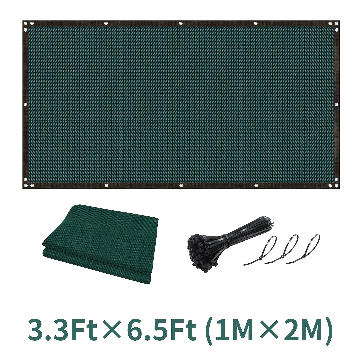 1pc Heavy-Duty Privacy Screen Fence for outdoor walls, gardens, patios, pools - Includes Zip Ties and is made of breathable anti-peeping wind protection mesh fabric in Green color.