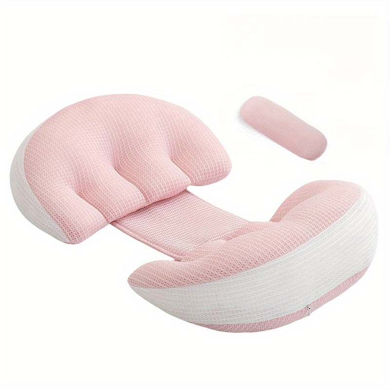 Maternity Pillow for Side Sleeping with Adjustable U-Shaped Support for Belly and Back, Made of Soft Polyester, Perfect for Pregnancy Comfort.