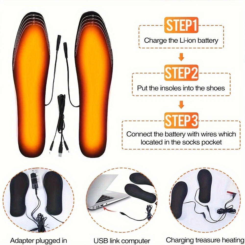 USB Heated Insole: Ideal for Winter Activities, Keeps Feet Warm.