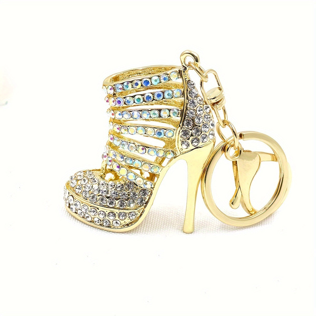 Elegant Rhinestone High Heel Keychain - Made of Alloy Metal with Lobster Clasp, Great for Adding Style to Bags and Cars, the Perfect Valentine's Day Present