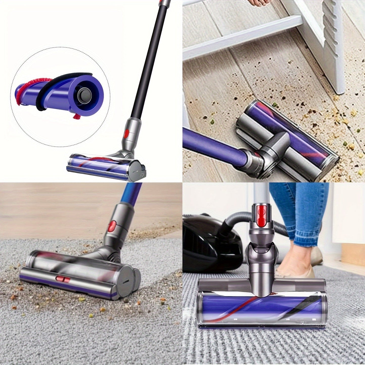 Dyson V6 vakuum tozalagichi model 966084-01 uchun almashtirish rolik cho'tkasi, 966821-01 ehtiyot qismi raqamiga teng (4 tishli haydovchi va hech qanday vint yo'q)