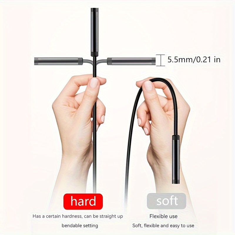 ZOIOT Industrial Endoscope Camera: 5.5mm lens, 1080P HD resolution, bendable probe, USB powered, iOS compatible, high-quality micro camera.