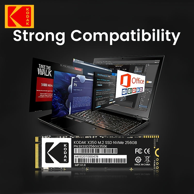 Kodak SSD M2 NVME solid state drive, available in 1TB, 512GB, and 256GB with reading speed up to 2000MB/s for laptops and desktops.