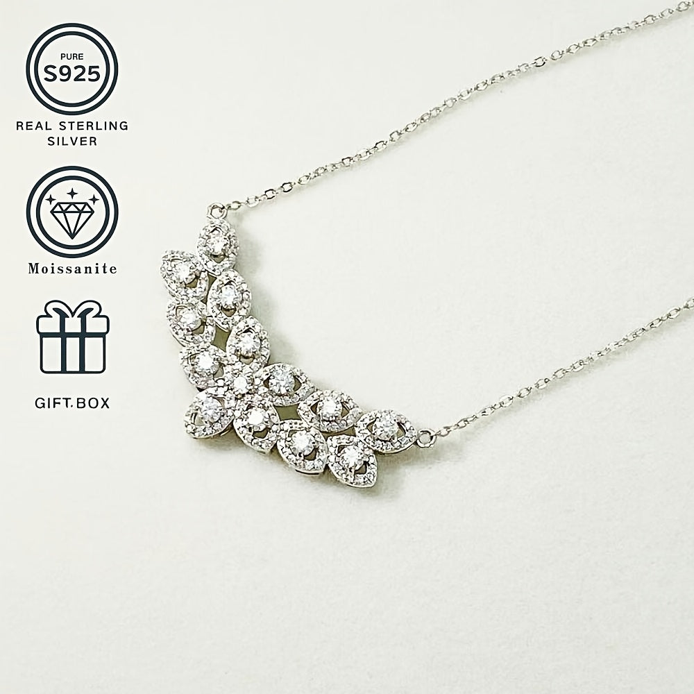 Stunning Boho-Chic 0.1 Carat D-Grade Moissanite Necklace, 925 Sterling Silver Plated, Lab-Created Stone, December Birthstone, Perfect Thanksgiving Gift, Versatile Jewelry for Every Season, Lightweight 6.05g