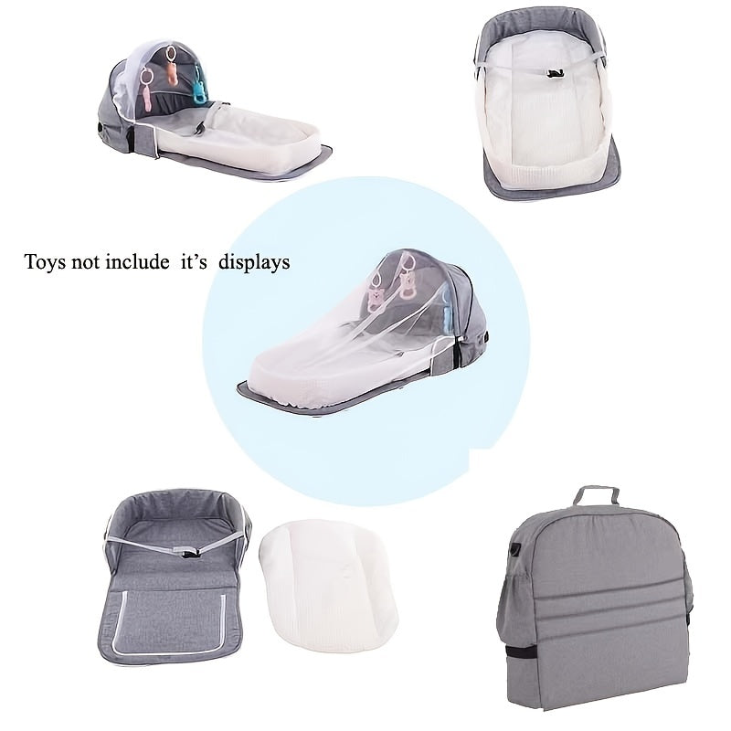 Portable Baby Bassinet: The Ultimate All-in-One Solution for Traveling with Your Newborn! Includes Foldable Design, Mosquito Net, Lounger, Crib, and Bonus Toys for a peaceful and comfortable sleep on the go!