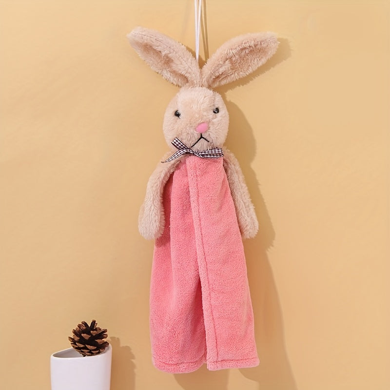 Little Rabbit Pattern Decorative Towel, Ultra-Fine Microfiber, Absorbent Fingertip Towel Perfect for Easter, Super Soft for Kitchen and Bathroom.