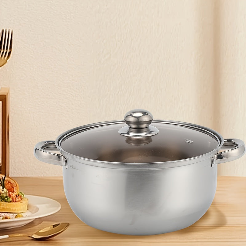 Durable Stainless Steel Stockpot - Seamlessly Leak-Proof, Generously Sized for Soups & Milk, Rapid Heating, Suitable for Induction Cooktops - Ideal for Both Home Cooks & Professional Chefs