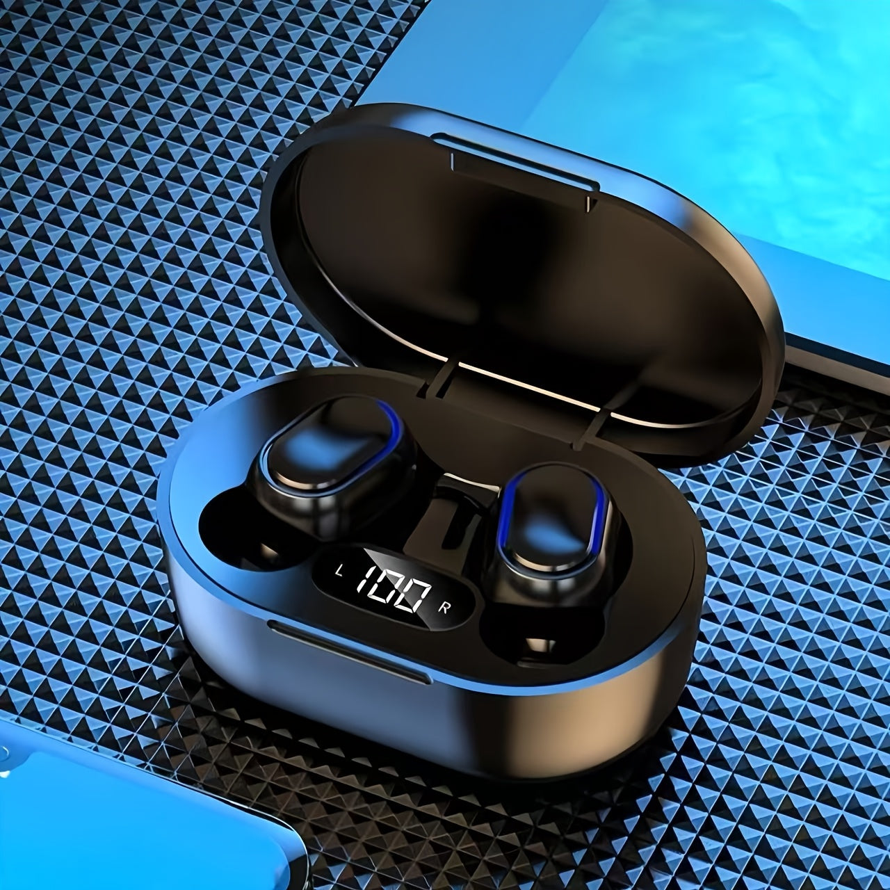 Wireless Earbuds with LED Display, High Power Capacity, Comfortable Design for Sports and Gaming, USB Charging, Built-in Mic, Lightweight and Portable.