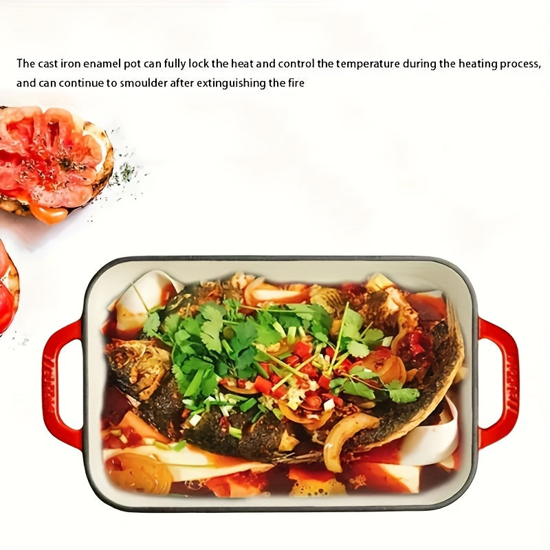 Multipurpose Enamel Baking Pan - Available in Rectangular and Square Shapes, Great for Cooking Fish, Steak, and BBQ - Compatible with Induction Cooktops, Perfect for Use in Home Kitchens and Restaurants