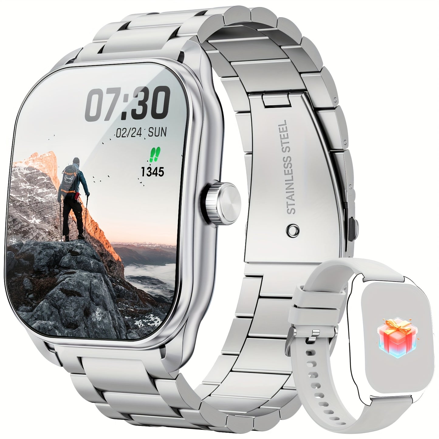 LZUEFK Smart Watch featuring wireless calling & notifications, multiple sports modes, USB charging, water-resistant up to 5m. Suitable for both men & women, this sleek smartwatch includes a