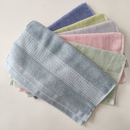 6 cotton wash cloths in 6 colors, 33.02*33.02cm, highly absorbent and suitable for bathroom use.