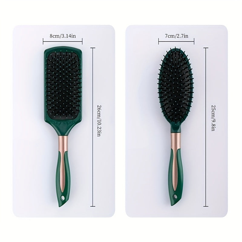 Set of 5 hairdressing combs including air cushion, round curling brush, detangling, and anti-static combs.