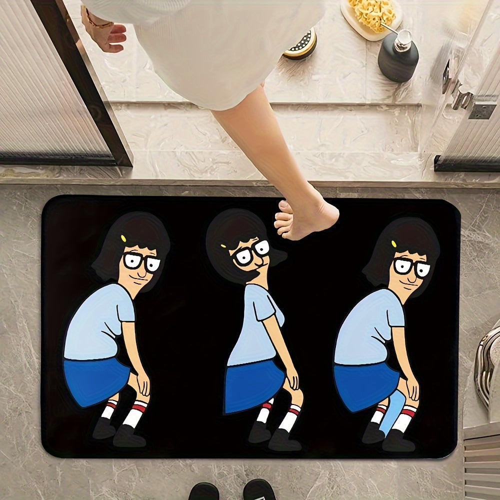 Welcome to Bob's Cartoon Burger living room! This decorative rug is perfect for kitchen or bathroom decor. It is an absorbent, anti-slip door mat measuring 40.64 x 60.96 cm.