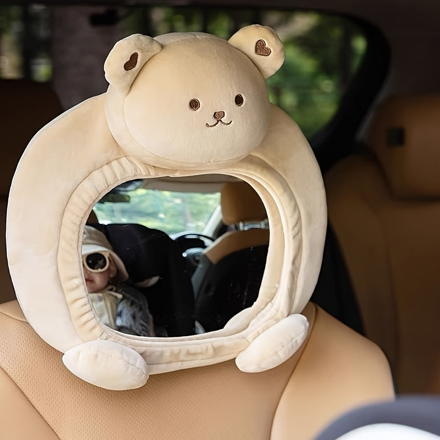 Adorable Bear Car Mirror, Child Safety Seat Mirror, Charming Cartoon Rearview Mirror