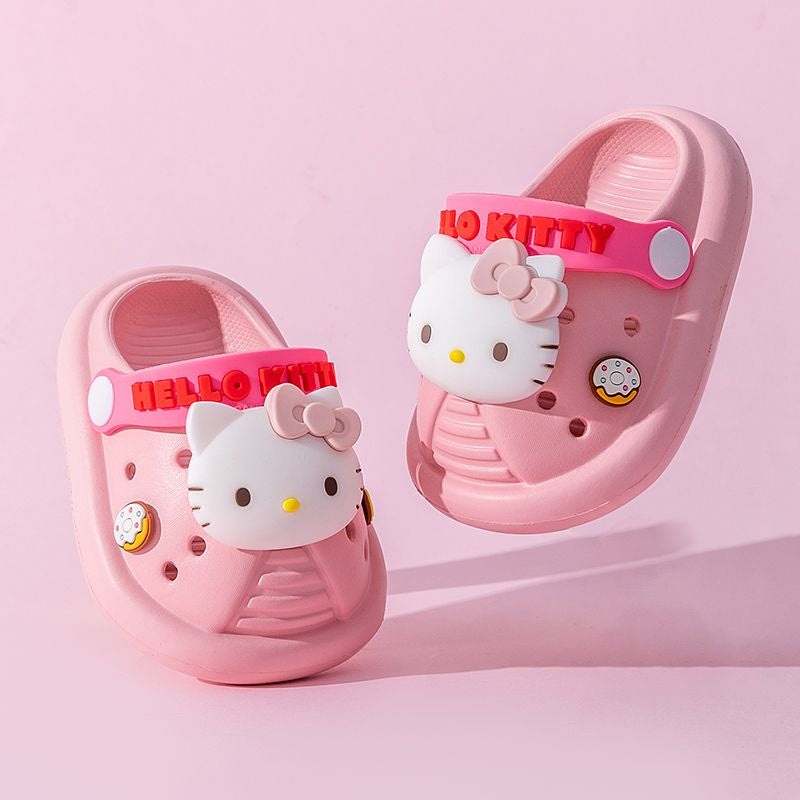 Hello Kitty Kids Slippers: Unisex Toddler Cartoon Clogs with Non-Slip Sole, Breathable Sandals for Summer Beach Casual Outdoor Wear for Boys and Girls.