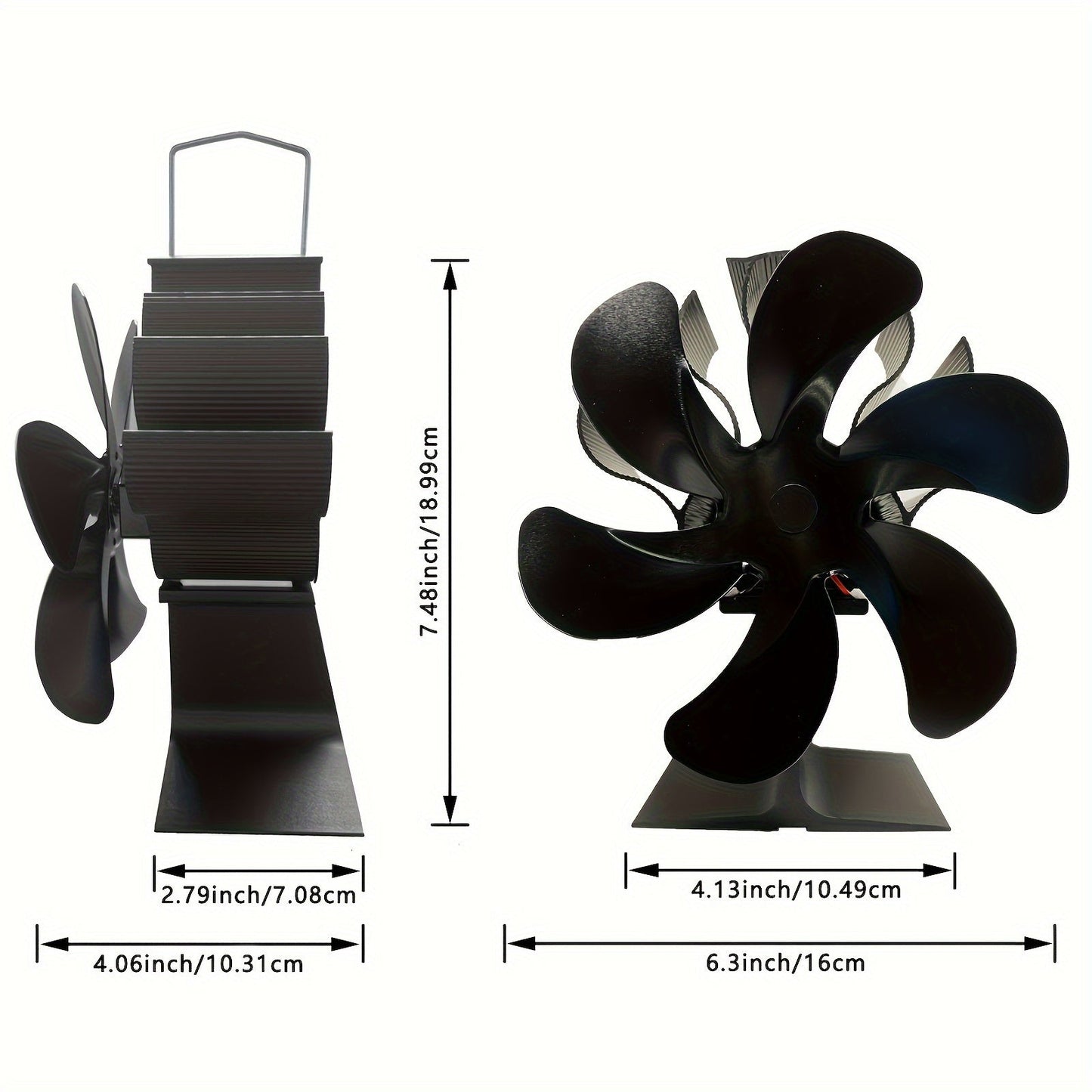 Essential for the fall and winter seasons, this non-electric wood stove fan features six blades to efficiently distribute heat from your wood/gas/log burner stove. A must-have accessory for your fireplace, this heat-powered fan will keep your home warm