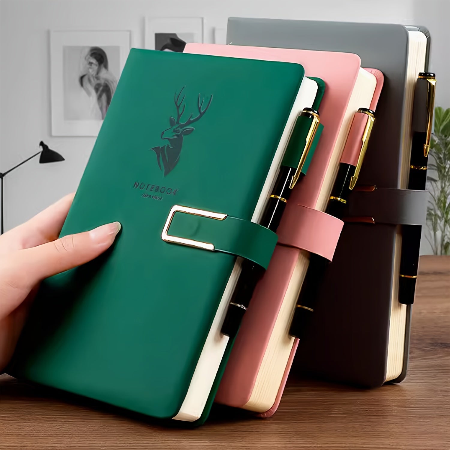 Vintage-style A5 notebook with soft cover, magnetic closure, bookmarks, and waterproof features. Suitable for daily office use or college diary.