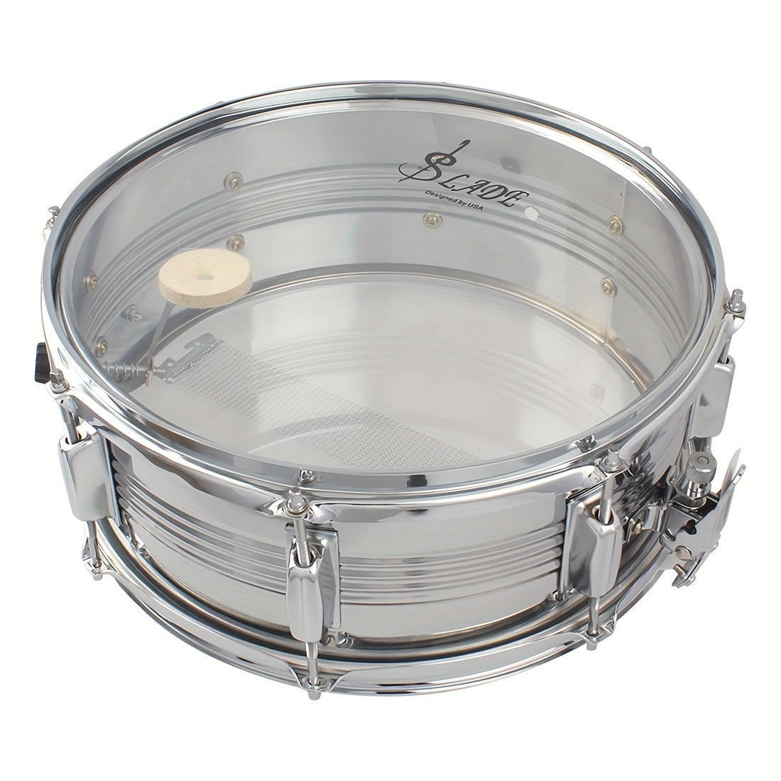 14-inch Small Military Drum with Transparent Drumhead, Professional Performance Snare Drum for Guard of Honor Marching Musical Instrument.