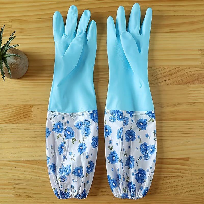 Get ready for all your cleaning needs with this pair of premium plush thickened rubber gloves! These unisex gloves are waterproof and perfect for kitchen dishwashing, household chores, outdoor gardening, laundry, car washes, and more. Made from durable