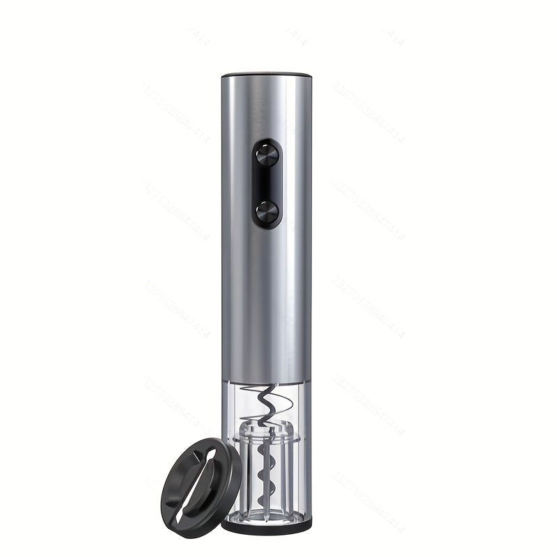 This Electric Wine Bottle Opener features a stylish CD Pattern design in durable Stainless Steel. The Automatic Corkscrew requires 4 AA Batteries (Batteries not included).