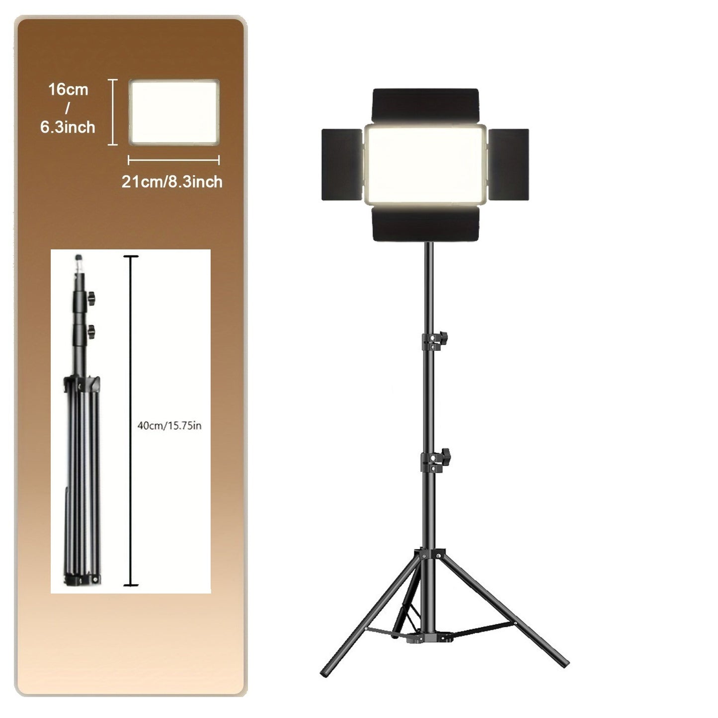 10" LED Square Ring Light with Adjustable Tripod Stand, USB Powered, 3 Color Temperatures, Metal Stand - Studio Photography Live Streaming