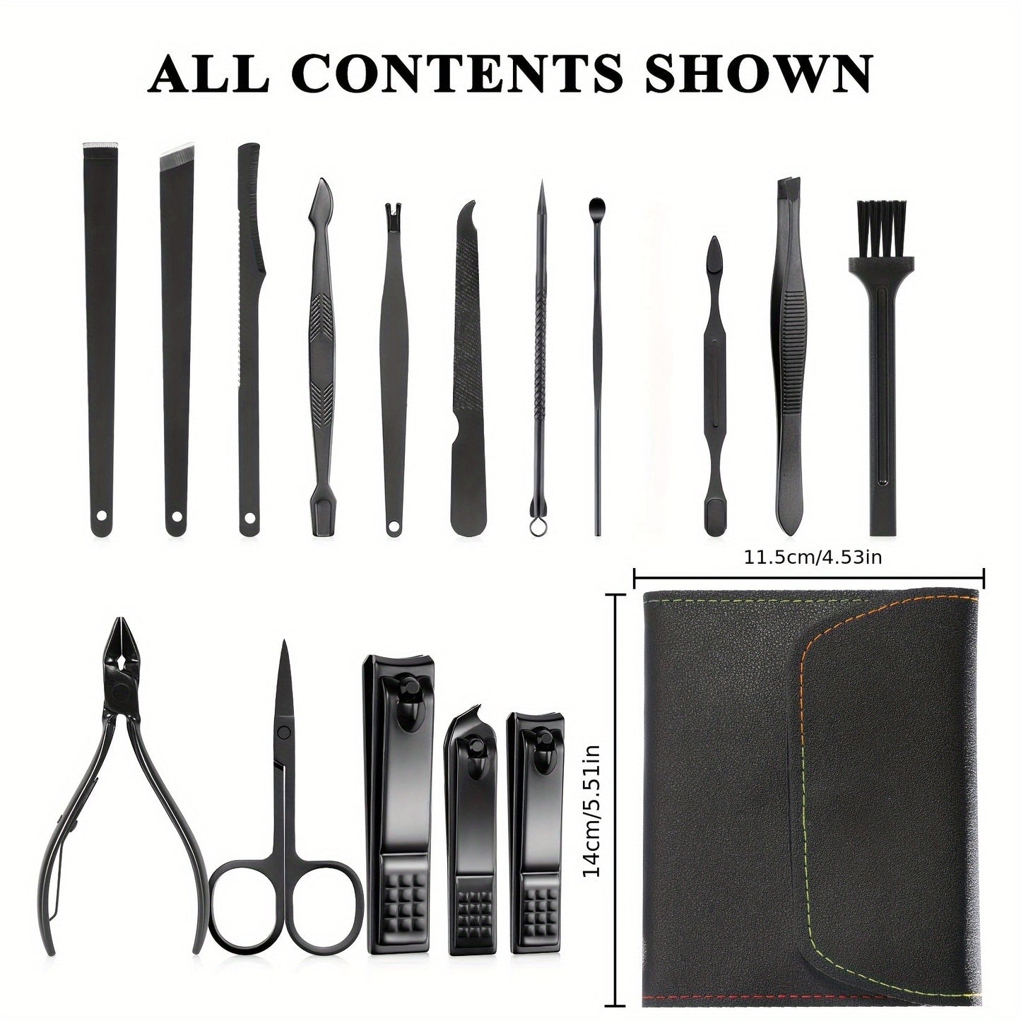 16/19pcs Stainless Steel Manicure Set for Men and Women's Travel.