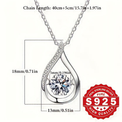 Women's Water Drop Spiritual Necklace, made of s925 Pure Silver with Energetic Main Stone and Inlaid Artificial Zirconia, High-end Fashion, Ideal for Gifting and Daily Wear, Low Allergy.