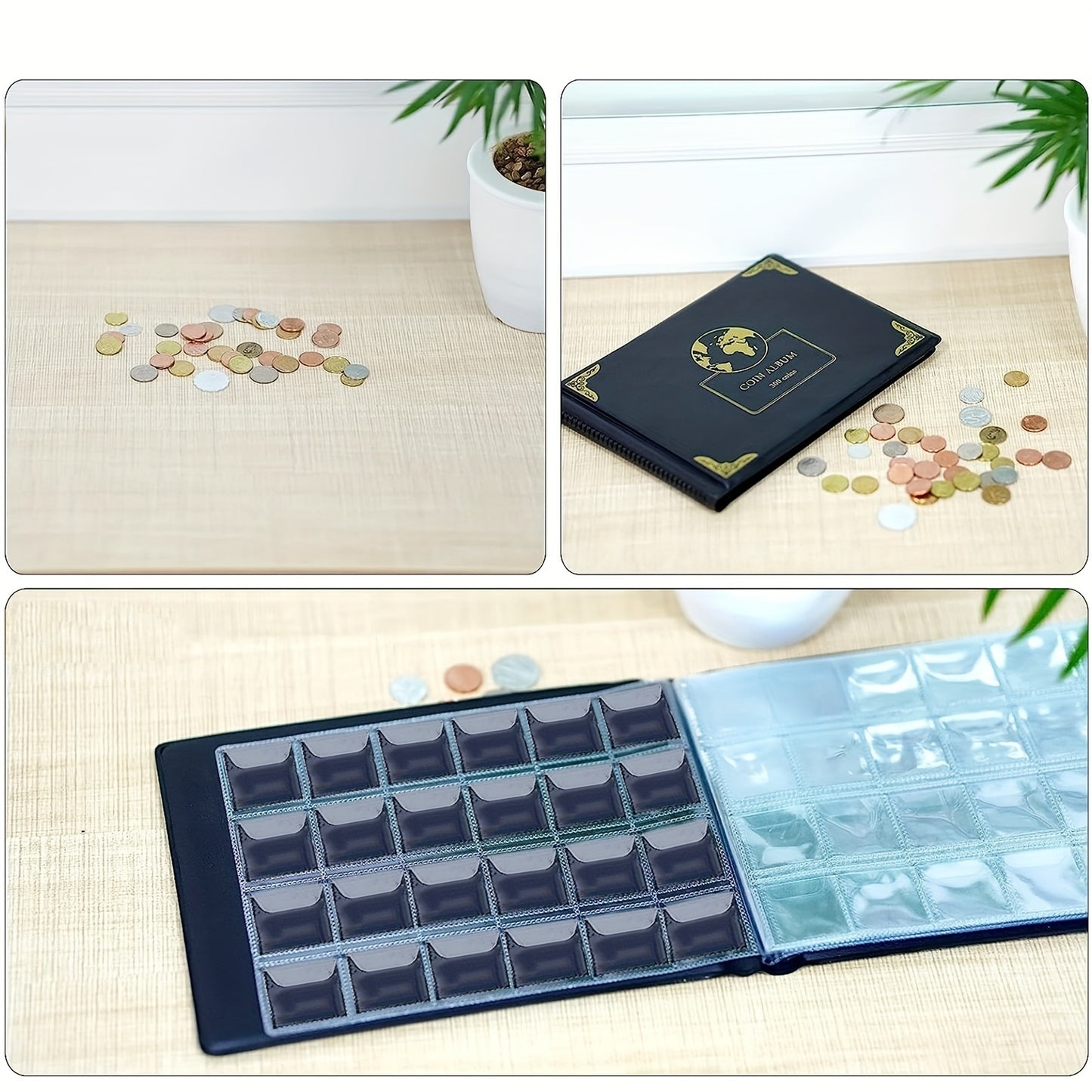 300 pocket black coin collection organizer book for 20-38mm coins