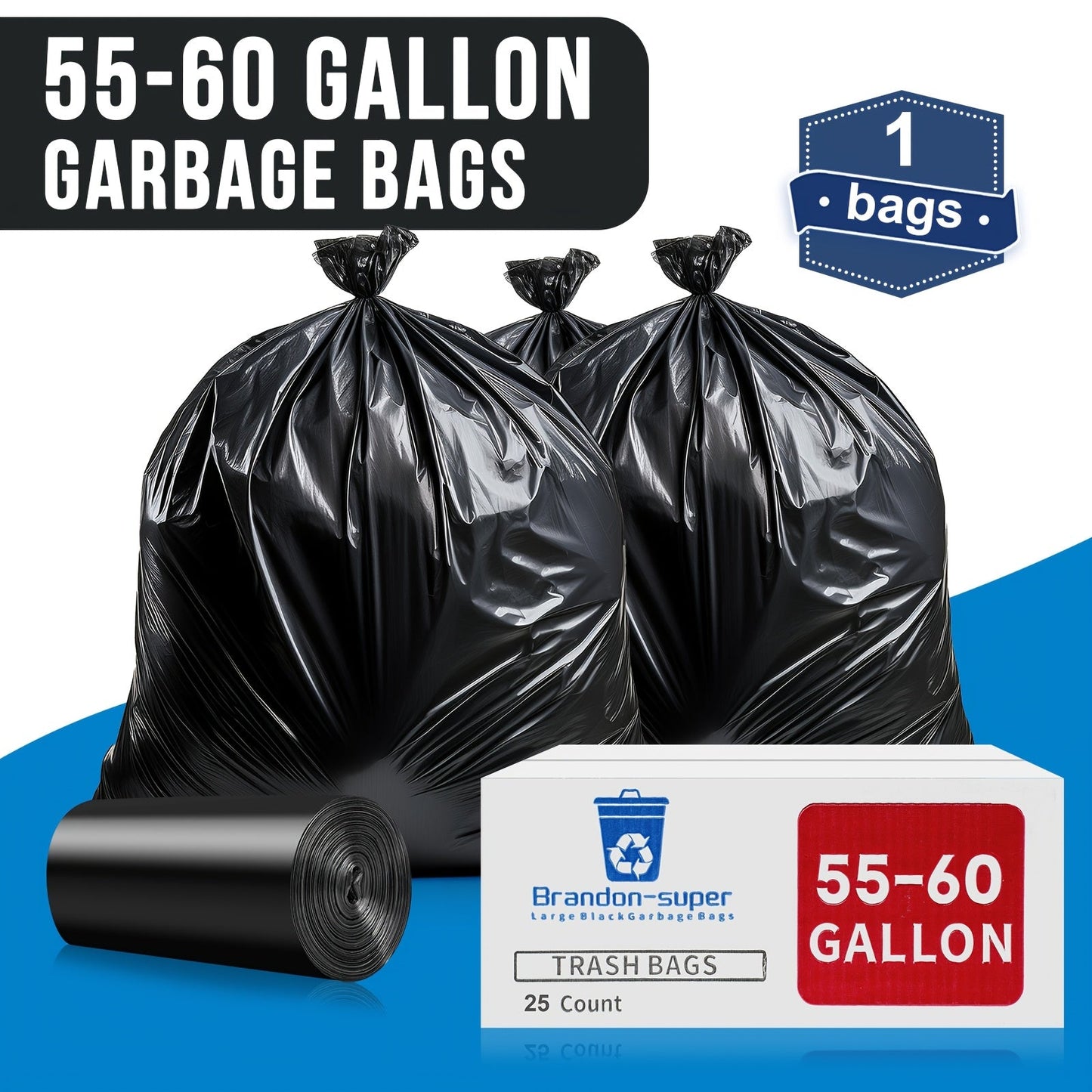 Heavy Duty Trash Bags, 208.2-227.12 Liters, Tear Resistant, High Quality, 50/100/150pcs Black Trash Bags, Perfect for Gardening, Outdoor Activities, Residential and Commercial Use, Camping