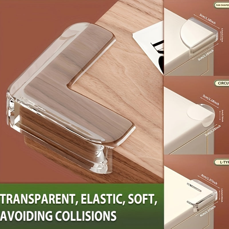 Set of 4 Transparent Anti-Collision Corner Guards for Tea Table Furniture, Soft PVC Wraps for Corner Protection