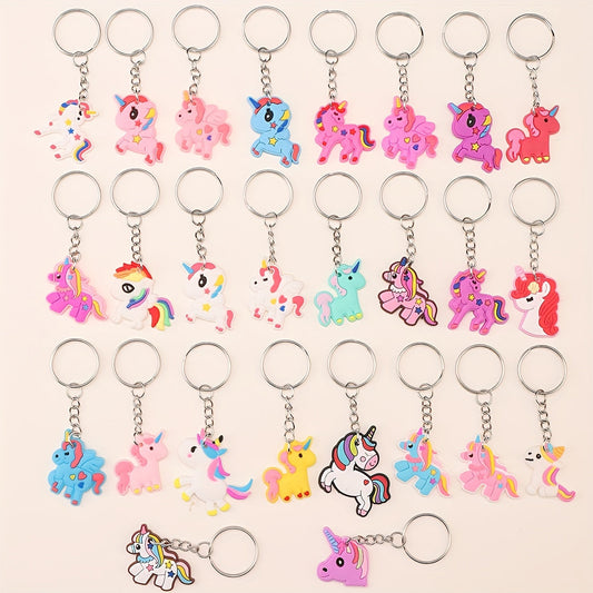 Set of 26 PVC Unicorn Series Keychains for Men, Stylish and Adorable Jewelry Accessories, Perfect Small Gift for Anniversary