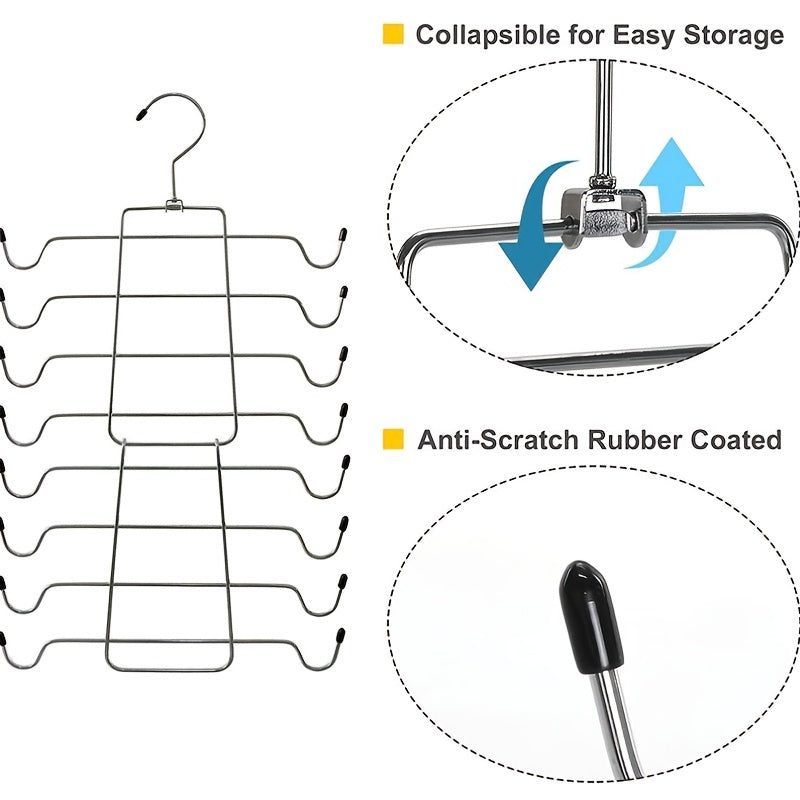 1 piece of Iron Clothes Hanger with 8 adjustable layers for storing clothes in the bedroom. This versatile hanger includes a Bra Holder and is ideal for dorm rooms and bedroom wardrobes. It is designed to help organize your closet effectively.