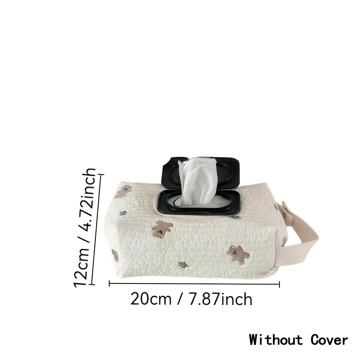 Portable travel tissue holder with a flip cover, designed for young people and home use, made of polyester fiber with a large capacity and unfinished design.