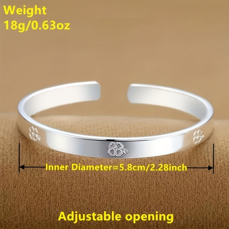 Stylish S999 Pure Silver Adjustable Cuff Bracelet - Trendy for Both Men and Women, Great for Everyday Wear, Ideal Present for Her, Safe for Sensitive Skin, Long-lasting Quality, Versatile Accessory for Any Occasion, Ideal for Holiday Gifting