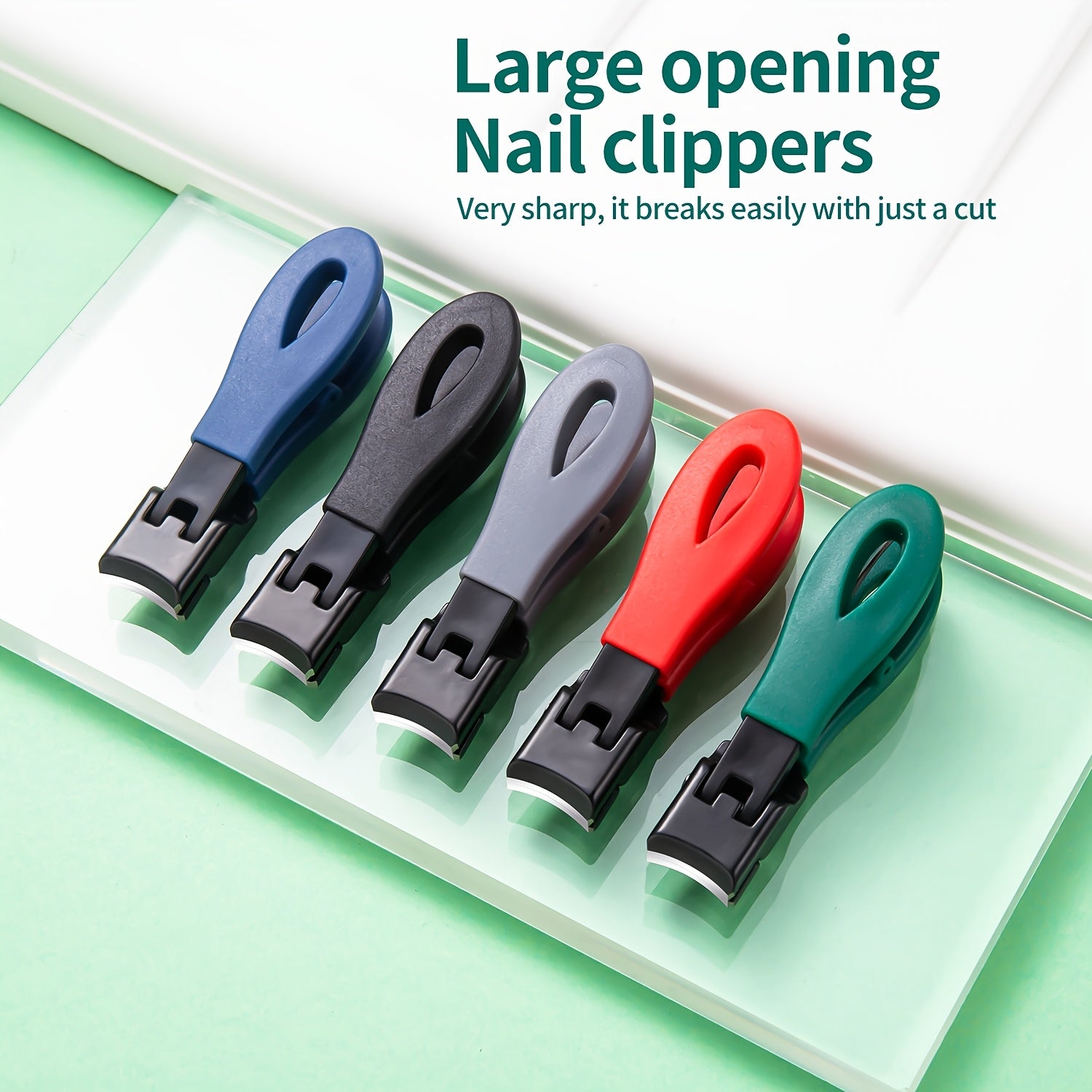 Thick and hard nail clippers with large opening, anti-splash design, sharp blades, and suitable for nail art.