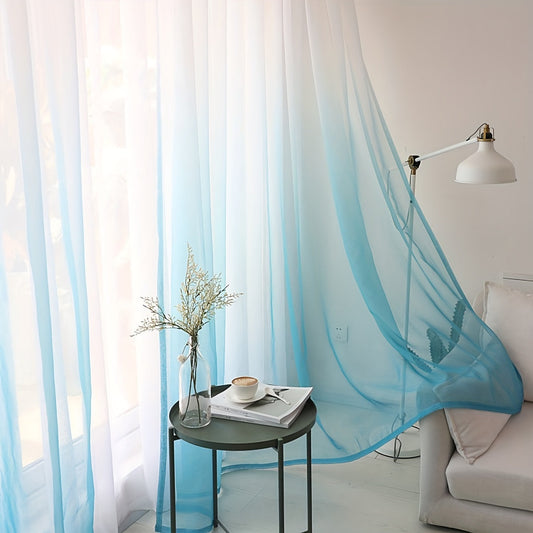 Elevate your living room and bedroom decor with this 1-piece elegant gradient sheer curtain. Made from modern solid color, light-filtering polyester, this curtain features a rod-pocket design for easy installation. Perfect for adding a touch of