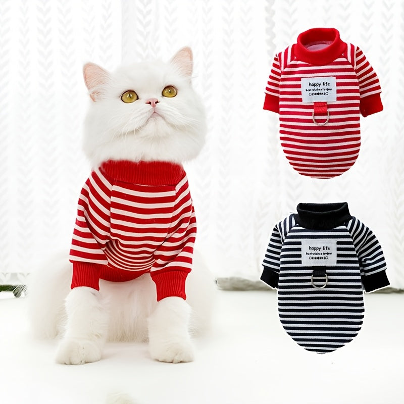 Warm striped sweater for small to medium dogs and cats.