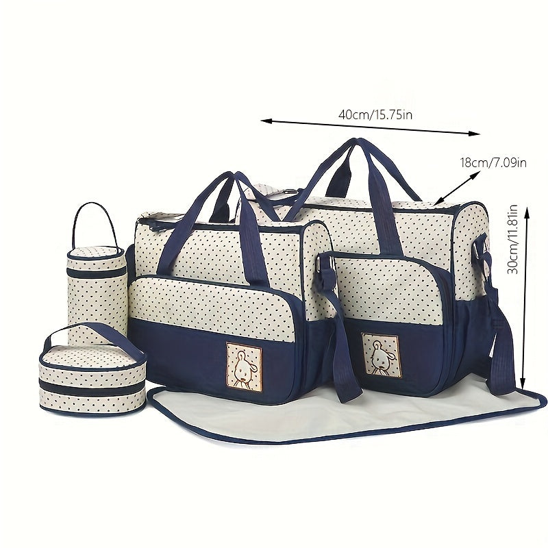 Set of 5 versatile mommy bags, including a spacious crossbody bag, shoulder bag, and portable diaper bag with large capacity.