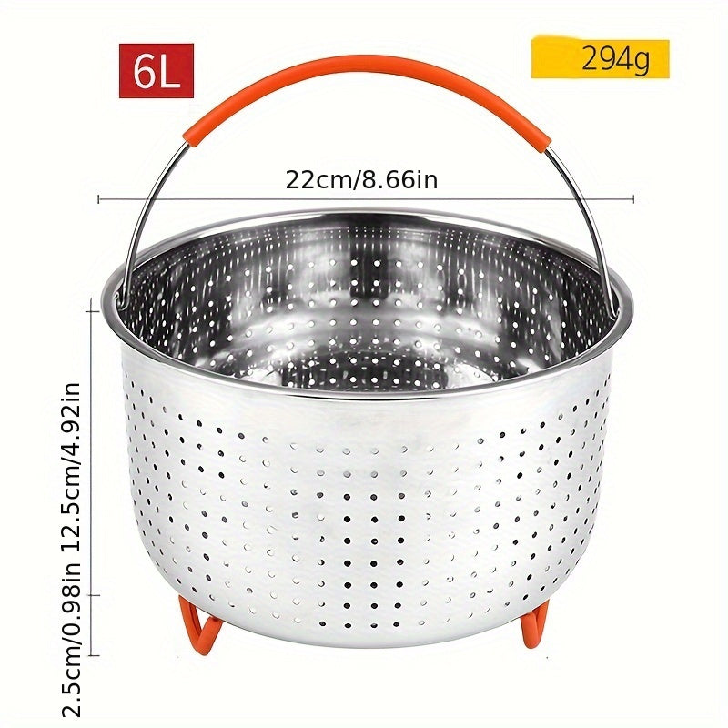 This versatile 6L Stainless Steel Steamer Basket is designed for a variety of uses in the kitchen. Its detachable handle makes it easy to use as a double boiler insert, perfect for cooking vegetables, dumplings, seafood, and more. Durable and easy to