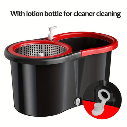 This set includes two microfiber mop heads for 360° rotating mop and bucket set. The stainless steel handle is durable and the dual wet and dry floor cleaning kit is perfect for home and office use. Made with plastic material, this set is ideal for