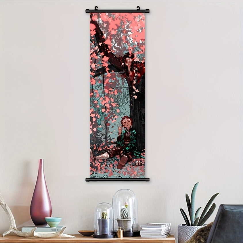 Plastic hanging painting featuring Slayer canvas poster, depicting a cartoon figure for home decoration in various rooms. Also suitable for restaurant, bar, and office wall decor, with Japanese anime character artwork.