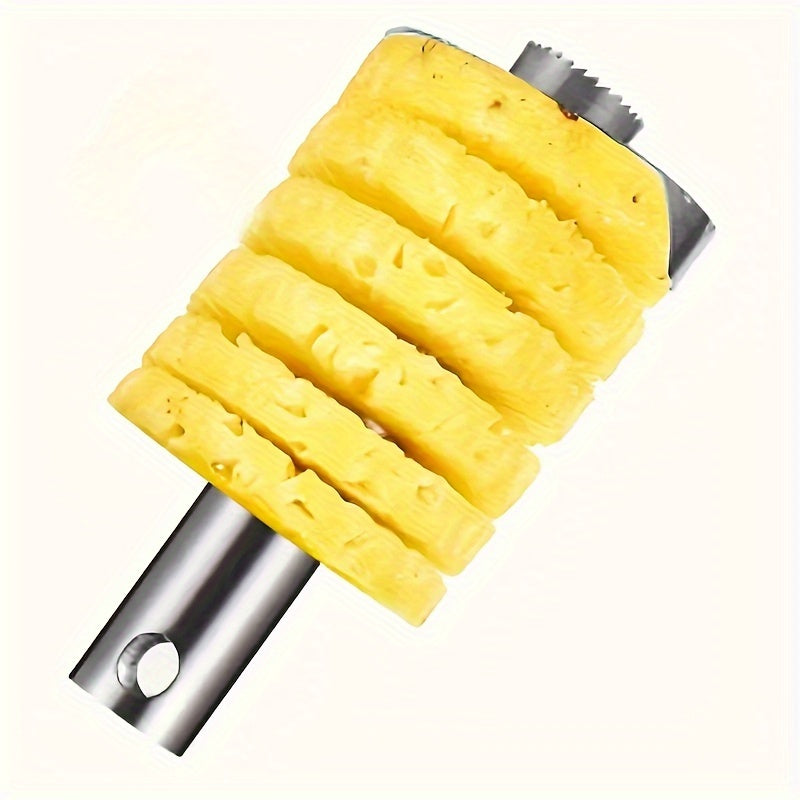 Essential Stainless Steel Pineapple Corer & Slicer - Rustproof, User-Friendly with Sharp Blade for Home Kitchens, Restaurants & Food Trucks, Core Cutting Tool, Detachable Handle