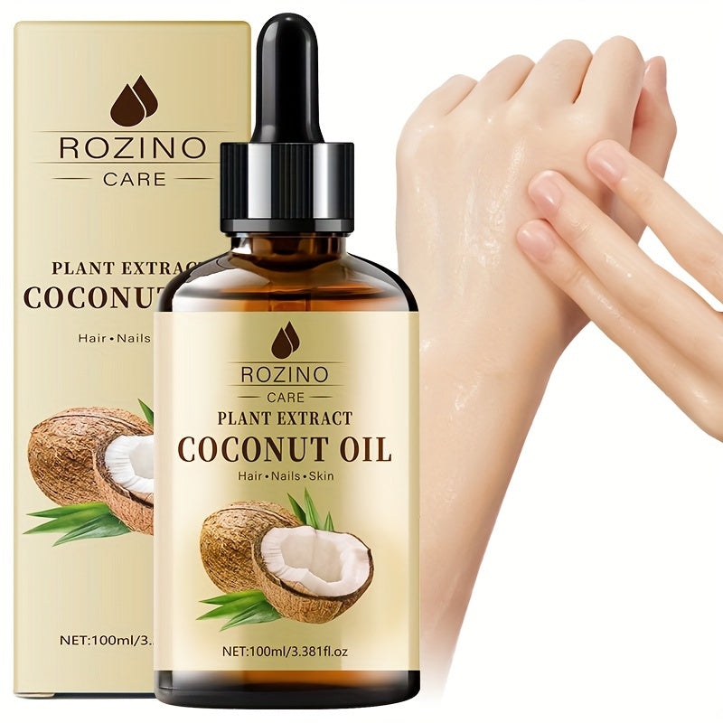 ROZINO Coconut Oil Hair Serum - 100ml/3.52fl. Oz, Plant Extract for Silky Smooth Shiny Hair, Lightweight Moisturizing Formula