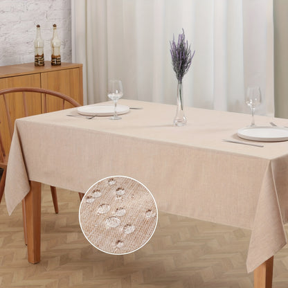 Thick rectangular polyester tablecloth in a modern solid color.