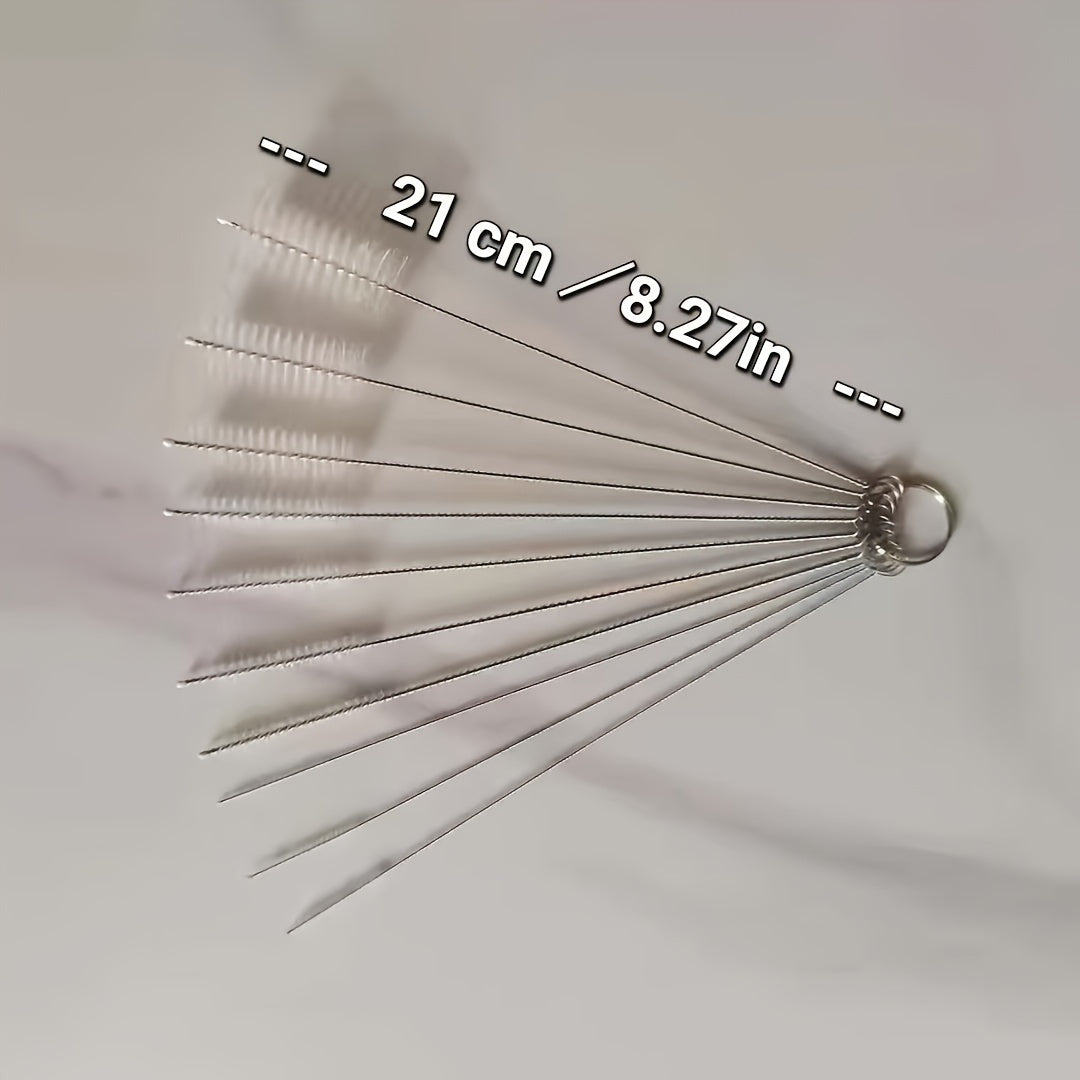 10 stainless steel handle soft bristle straw brushes for cleaning various items such as teapots, cups, and test tubes.