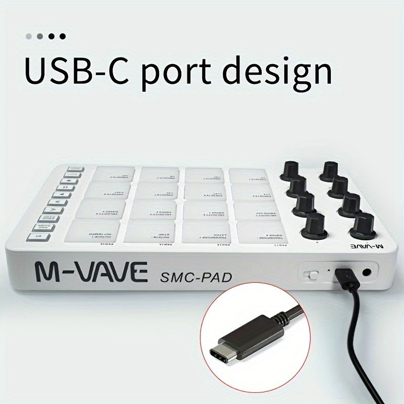 FF Bonfires Portable MIDI Controller: 16 Drum Pads, 8 Knobs, USB Powered, Rechargeable Battery