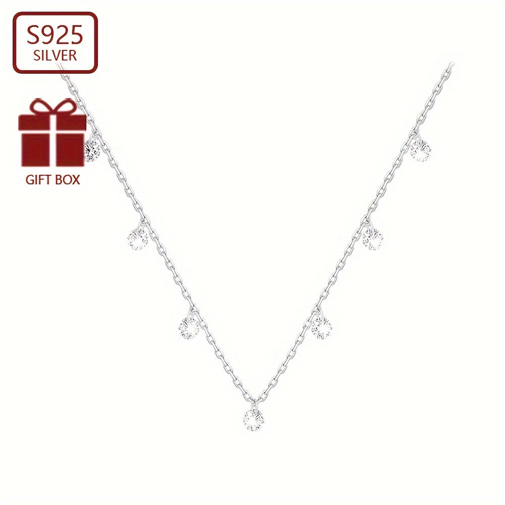 This elegant collarbone chain designed for women is crafted from 925 silver with stunning zirconia inlays. It shines beautifully and is perfect for both travel and everyday wear. Lightweight and low allergy, weighing approximately 1.7g.