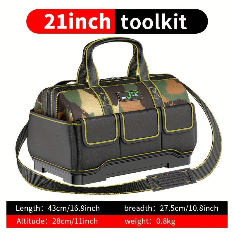 Electrician-specific camouflage bag with thickened materials, sturdy and durable, multi-functional with large capacity pockets and ABS wear-resistant design.