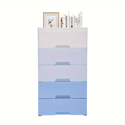 Large 5-drawer plastic storage cabinet with festive Christmas design for toys and home items in kitchen, bedroom, and living room.