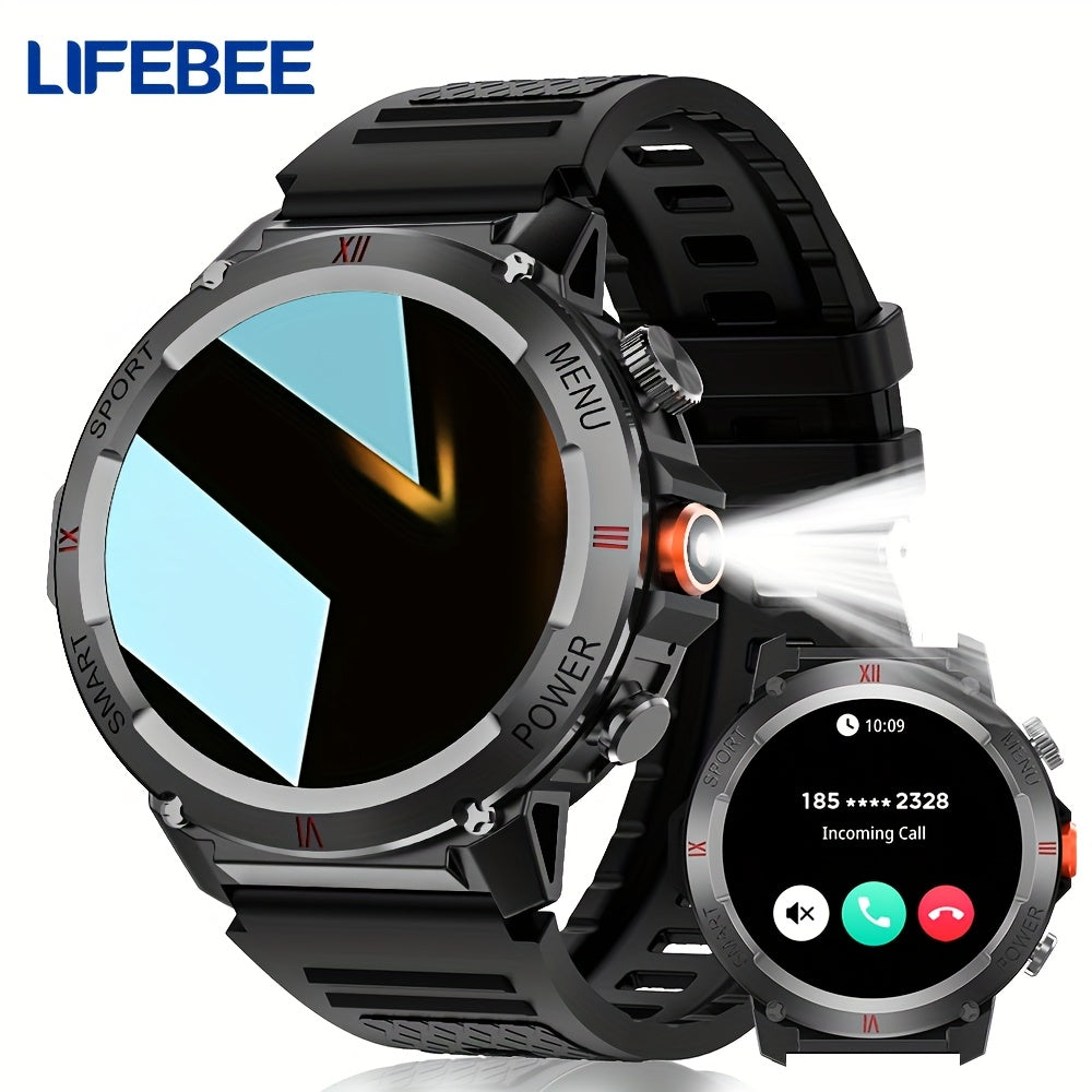 LifeBee Men's Smart Sports Watch with LED Display, Call Functionality, 100+ Exercise Modes, Pedometer, Distance & Calorie Tracker, USB Rechargeable, Black Strap.